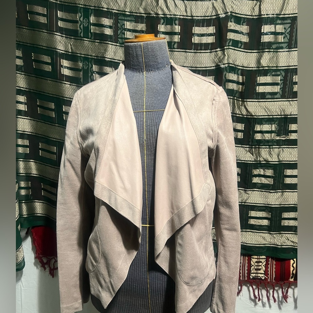 Reversible cream faux suede/leather jacket